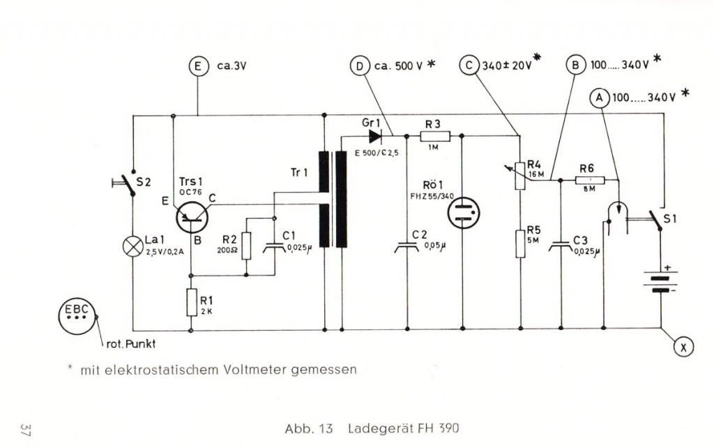 Schaltung des Dosimeter-Ladegerätes